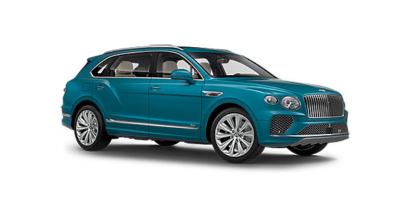 Bentley Beijing - Wukesong Bentley Bentayga EWB Azure front side angled view in Topaz blue coloured exterior. 